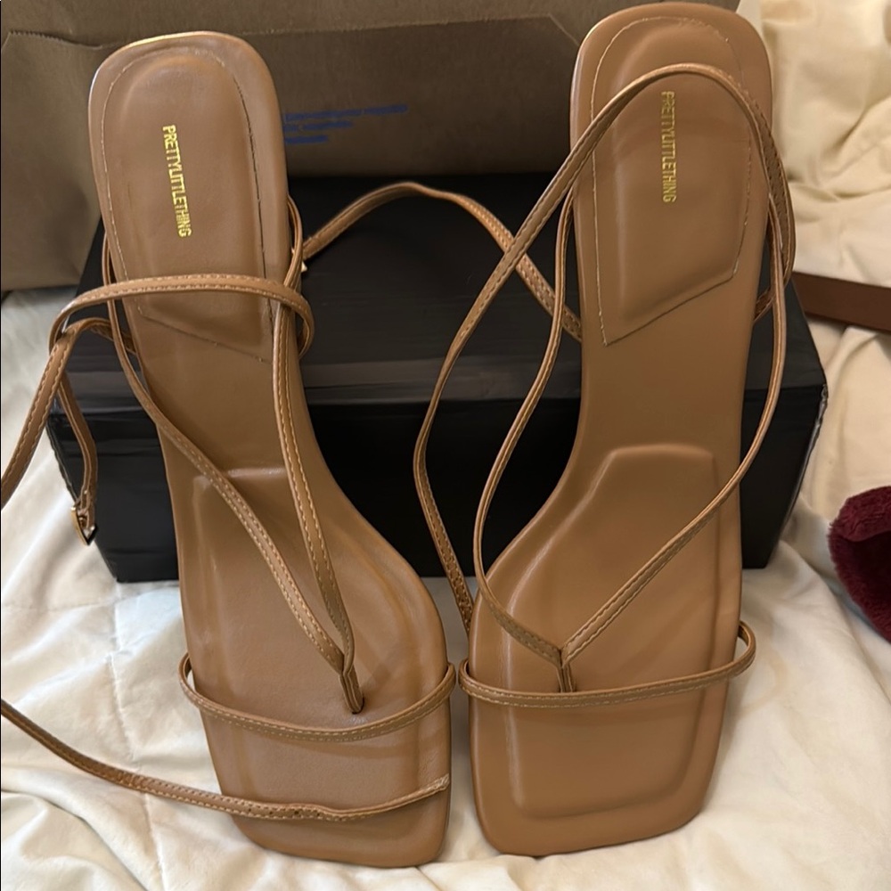 PRETTYLITTLETHING Tan Strappy Sandals